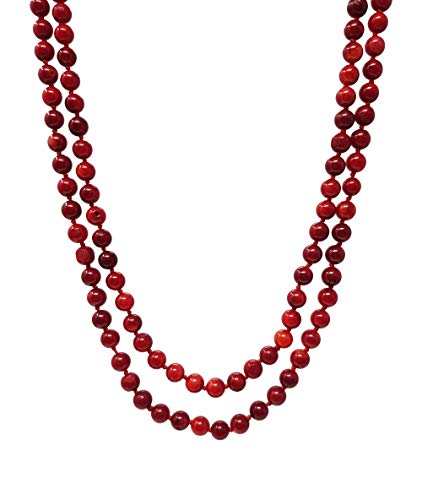 TreasureBay Hermoso collar redondo de coral rojo de 7 mm para mujer, longitud de 120 cm, presentado en una caja de regalo. TreasureBay Hermoso collar redondo de coral rojo de 7 mm para mujer, longitud de 120 cm, presentado en una caja de regalo.