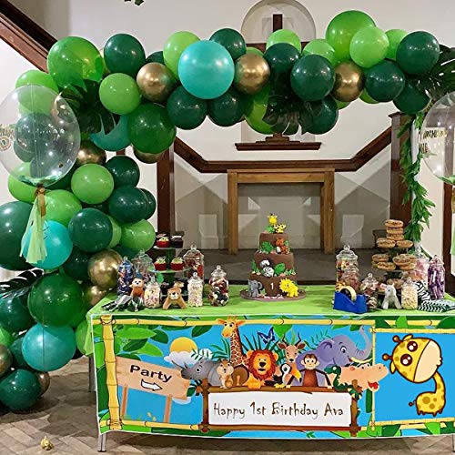 U&X Jungle Safari Theme Balloon Garland Arch Kit Party Supplies 102 PCS Globos Verdes y Dorados para Baby Shower
