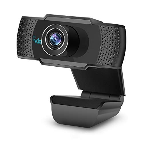 Vcloo Cámara PC 1080P Full HD con Micrófono, Webcam para Streaming Computadora, Webcam Portátil USB 2.0, Webcam para Videol Chat, Cursos Online, Conferencias, Grabación, Juegos con Clip Giratorio