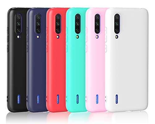VGUARD 6 x Funda para Xiaomi Mi 9 Lite, Ultra Fina Carcasa Silicona TPU de Alta Resistencia y Flexibilidad (Negro, Azul Oscuro, Rojo,Verde, Rosa, Transparente)