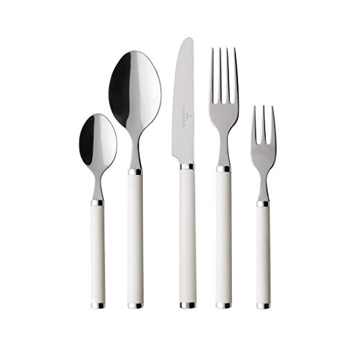 Villeroy & Boch - Play! Set de cubertería White Pearl de 30 piezas | Cubertería de acero inoxidable con mangos de plástico blanco perla para hasta 6 personas, apto para lavavajillas