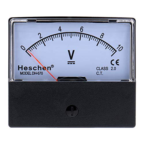 Voltímetro rectangular analógico Heschen, panel de voltios para medir el voltaje, estilo 670, CC, 0 – 10 V, Clase 2.0