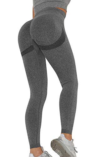 Voqeen Sexy Pantalones de Yoga de Punto Sin Costuras Mujeres Damas de Cintura Alta Leggings de Gimnasio Booty Scrunch Pantalones de Control de Barriga Gruesos Entrenamiento Correr Medias deportivas