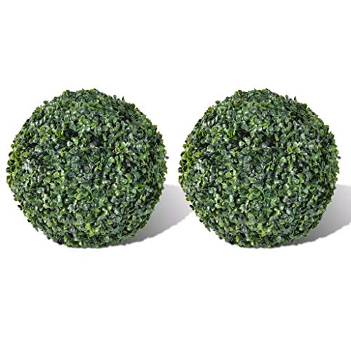 Wakects - 2 Bolas de Boj Artificiales 35 cm para Decoración de Jardín, Planta Artificial Exterior, Arbusto de Jardín Planta Imitación,color Verde