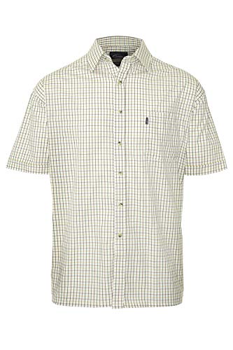 Walker & Hawkes – Camisa de manga corta para hombre en estilo rústico – con contenido de algodón – fácil de limpiar – cuadros verde XL