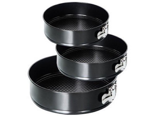 WELLGRO® Moldes para hornear (3 unidades, 24, 26 y 28 cm de diámetro, antiadherente), color negro