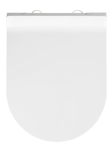 Wenko Habos Fix-Clip Asiento de Inodoro, Thermoplast, Blanco, 46x36x3 cm