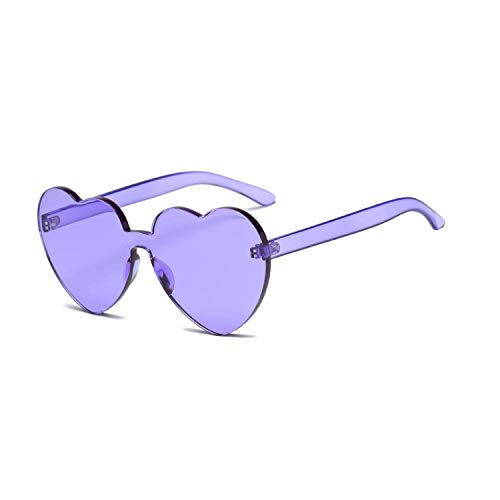 WERERT Gafas de Sol Deportivas,Fashion Cute Sexy Retro Love Heart Rimless Sunglasses Women Luxury Designer Sun Glasses Eyewear UV400