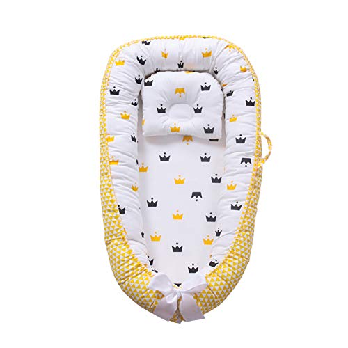 XeinGanpre – Reductor de cuna suave para cama de bebé, almohada de viaje portátil para recién nacido, cama portátil, cuna, bebé, moisés, color amarillo