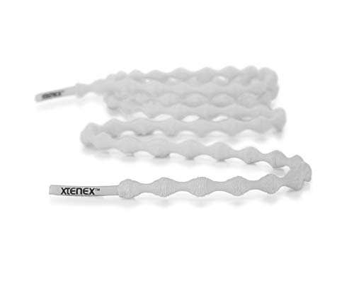 XTENEX - X300 White 40" (PATENTED) Adjustable Eyelet Blocking No Tie Elastic Shoe Laces for an Extreme Lock In Performance Fit