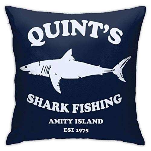 yukaiwei1 Pillowcase Quints Shark Fishing Amity Island Jaws Cozy 45X45Cm Soft Couch Cushions Decorative Party Pillowcase Throw Pillow Covers Bedroom Home Couch Living Quarters Durable Person