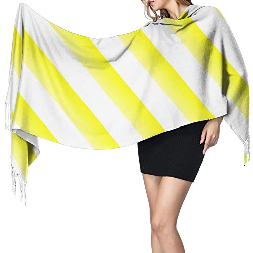 Zazzovative - Chal largo y cálido para mujer, diseño de tiza amarilla