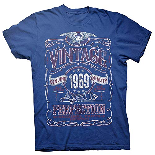 zhengdengshuibaihuodian Camisa 50.o Regalo de cumpleaños - Vintage Envejecido a la perfección 1969 - Deteriorado, XX-Large, Royal-003