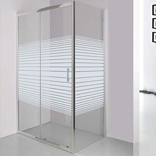 ZIK Cabina de ducha de 70 x 140 cm, cabina de baño de cristal serigrafiado y transparente, perfiles de aluminio anodizado