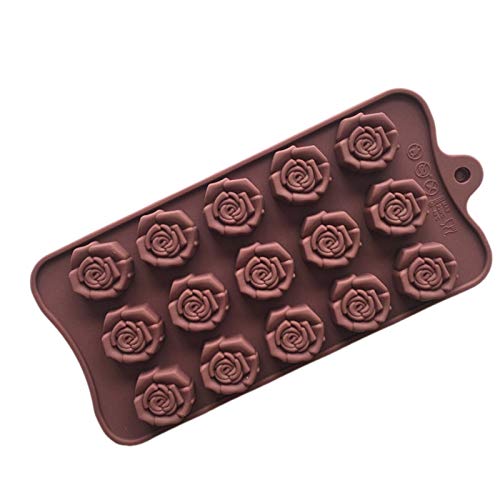 1 pc 15 Rejillas 3D Forma de Rosa Molde de Chocolate Molde de Grado Alimentario de Silicona para Hornear Moldes de Jalea Molde de Dulces Molde de Pastel Moldes de BRICOLAJE Herramientas