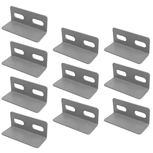 10 soportes ajustables de acero laminado en frío de 100 mm en forma de L, 2,7 mm de grosor, carga máxima de 80 kg, 2 agujeros de montaje ajustables, 100 x 40 x 40 mm (gris)