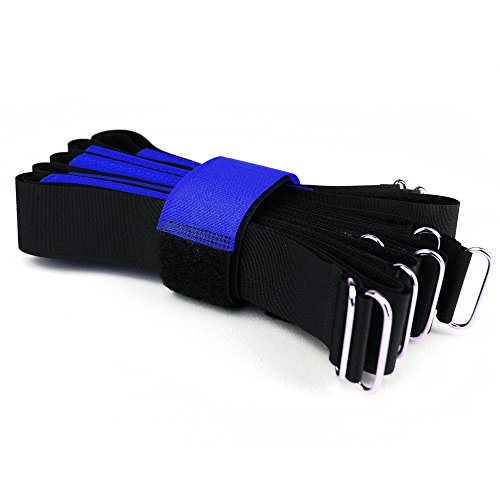 10 x bridas de cable de velcro DS ojal metálico – Velcro/flojel en lados separados– 60 cm azul