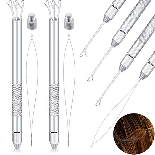 2 Juegos 4 en 1 Herramientas de Extensión de Cabello, Incluye Enhebrador de Agujas de Bucle, Agujas de Tejer y Soporte para Rastas Extensiones de Cabello Peluca, Herramientas de Bucle y Ganchos 2 Juegos 4 en 1 Herramientas de Extensión de Cabello, Incluye Enhebrador de Agujas de Bucle, Agujas de Tejer y Soporte para Rastas Extensiones de Cabello Peluca, Herramientas de Bucle y Ganchos