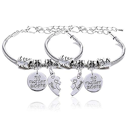 2 unids BBF Best Friends No importa dónde Compass Split Broken Heart pulseras dobles Set regalo de la amistad 2 unids BBF Best Friends No importa dónde Compass Split Broken Heart pulseras dobles Set regalo de la amistad