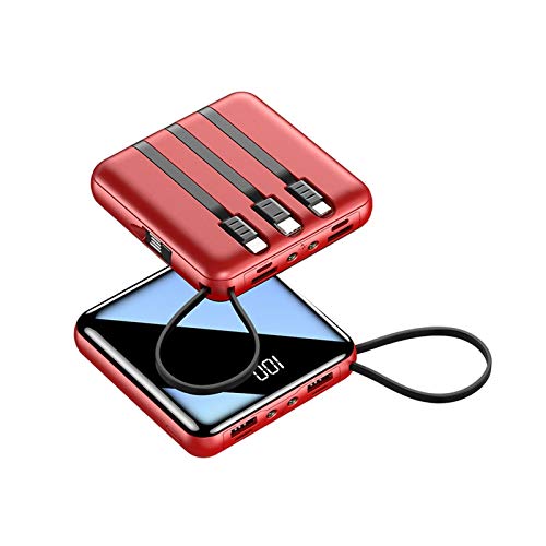 20000mAh Mini Banco de la energía con Micro USB Type C Cable Cargador portátil LED Espejo Banco de la energía de la batería Paquete Externo el Powerbank (Color : Red) 20000mAh Mini Banco de la energía con Micro USB Type C Cable Cargador portátil LED Espejo Banco de la energía de la batería Paquete Externo el Powerbank (Color : Red)