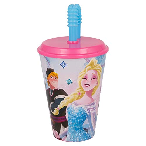 2674; vaso con pajita Disney Frozen ; capacidad 415 ml; producto de plástico; No BPA