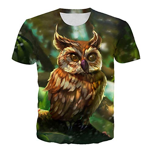 3D Impreso Cuello Redondo Manga Corta，Camiseta Gráfica Unisex Con Estampado De Búho Animal En 3D Verano Casual De Manga Corta Novedad Camisetas Camisetas Tops Street Wear Para Hombres Mujeres-3Xl