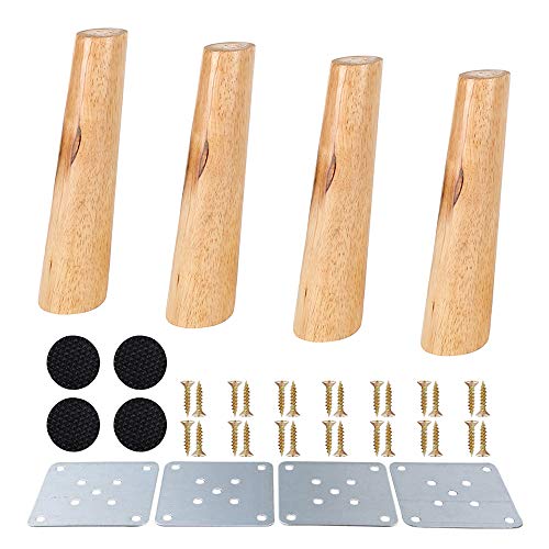 4 patas de madera para sofá de 8 cm de altura, muebles de madera fiables con patas de un solo color, para mesa de TV, armario, patas de sofá (patas inclinadas de 20 cm)