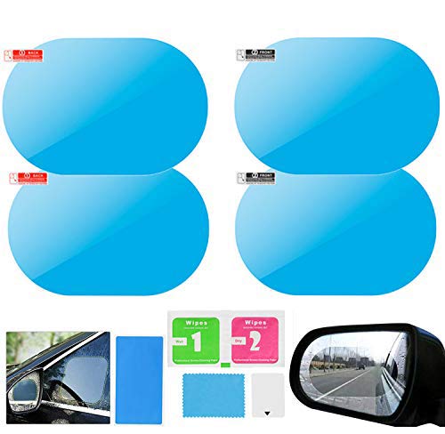 4 Películas Protectora de Espejo Retrovisor de Espejo retrovisor del coche Película impermeable a prueba de lluvia HD Nano Etiqueta protectora transparente para espejos de coche y ventanas laterales