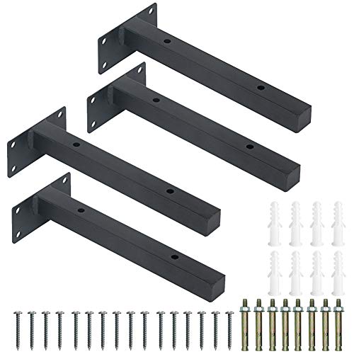 4 soportes de estante flotante de 8 pulgadas,soportes de estantería de metal industriales ciegos negros,soporte de hierro oculto montado en la pared con tornillos y anclajes de pared 4 soportes de estante flotante de 8 pulgadas,soportes de estantería de metal industriales ciegos negros,soporte de hierro oculto montado en la pared con tornillos y anclajes de pared
