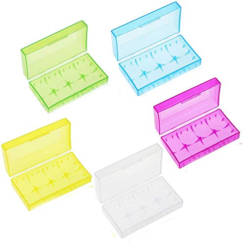 5 Piezas Caja de Almacenamiento de Batería, Batería de Caja de Almacenamiento de Plástico de 5 Colores, Caja Protectora de Batería para Baterías 18650 / Cr123A / 16340