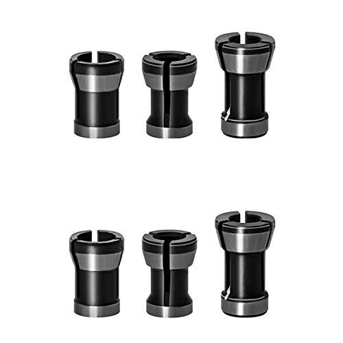 6 adaptadores de mandril para ranurador sin tuerca de sujeción HSS Collet Chuck Set para amoladora recta de repuesto para máquina de grabado (6 mm, 6,35 mm, 8 mm)
