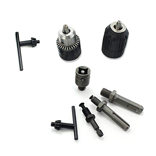 8pcs 1/2 "1.5-13mm -20UNF Kit de herramienta de convertidor de portabrocas con llave precisa con adaptador de zócalo de trabajo pesado de 1/2", llave de portabrocas de 13 mm, SDS-Plus de 1/4 "