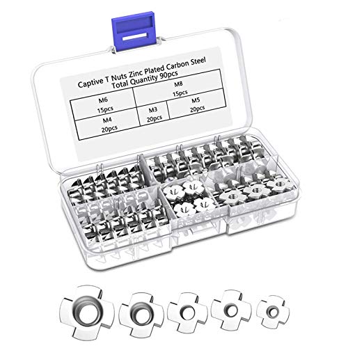 90 Pedazo Tuerca de 4 Puntas, Tuercas en T de Cuatro Puntas, Tuerca en T Cuatro Puntas de Acero al Carbono para Fijación de Muebles de Madera 90 Pedazo Tuerca de 4 Puntas, Tuercas en T de Cuatro Puntas, Tuerca en T Cuatro Puntas de Acero al Carbono para Fijación de Muebles de Madera