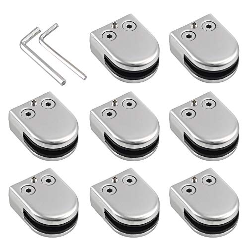 Abrazaderas de Vidrio 8-10mm Cristal Clips Redondos Abrazaderas para Barrandilla de Vidrio Acero Inoxidable 304-Acabado Pullido 8 Unidades Abrazaderas de Vidrio 8-10mm Cristal Clips Redondos Abrazaderas para Barrandilla de Vidrio Acero Inoxidable 304-Acabado Pullido 8 Unidades