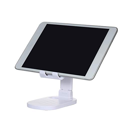 ABS Soporte plegable retráctil,Soporte plegable de escritorio,Soporte para teléfono portátil,ajustable en ángulo,Adecuado para tableta de teléfono inteligente de 4~10 pulgadas Blanco