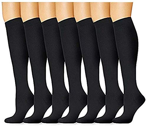 Acexy Calcetines de compresión (7 pares) para mujeres y hombres, para correr, enfermeras, circulación y recuperación (Profundo negro, S/M) Acexy Calcetines de compresión (7 pares) para mujeres y hombres, para correr, enfermeras, circulación y recuperación (Profundo negro, S/M)