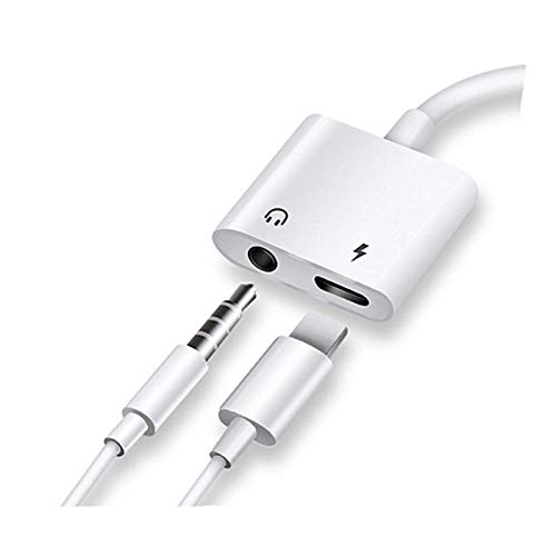 Adaptador de auriculares a 3,5 mm para iPhone 11 adaptador, Jack AUX Audio adaptador cable para iPhone7/7 Plus/8/8 Plus/X/XR/XS/11/11 Pro Music Dongle Cable Auricular Adaptador - Blanco