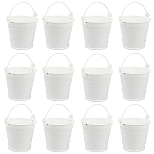 Aerwo - cubos mini de metal para recuerdos, regalos, bodas, fiestas, fiestas del bebé, etc. (blanco, 12 unidades) Aerwo - cubos mini de metal para recuerdos, regalos, bodas, fiestas, fiestas del bebé, etc. (blanco, 12 unidades)