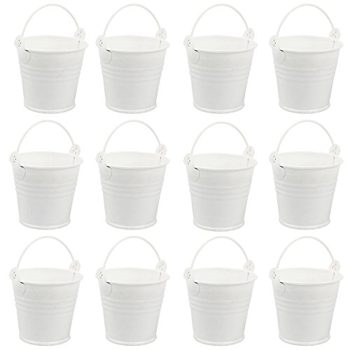 Aerwo - cubos mini de metal para recuerdos, regalos, bodas, fiestas, fiestas del bebé, etc. (blanco, 12 unidades)