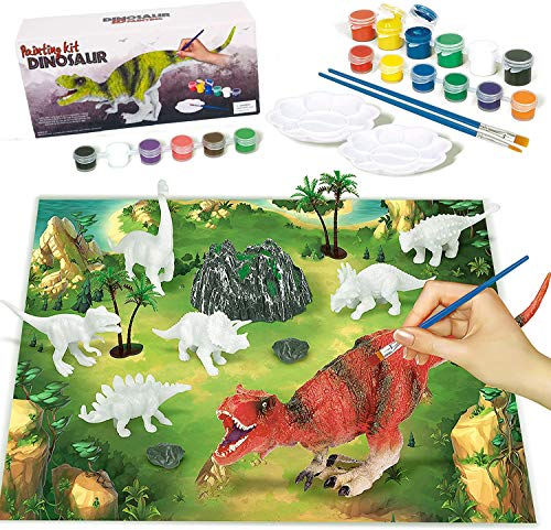 Afufu Pintar Dinosaurios Niños, Figuras Dinosaurios para Pintar Juegos de Manualidades, 3D Juguetes de Dinosaurios Creativo DIY Navidad/Cumpleaños Regalos para Niñas 3 4 5 6 7 a 12 Años