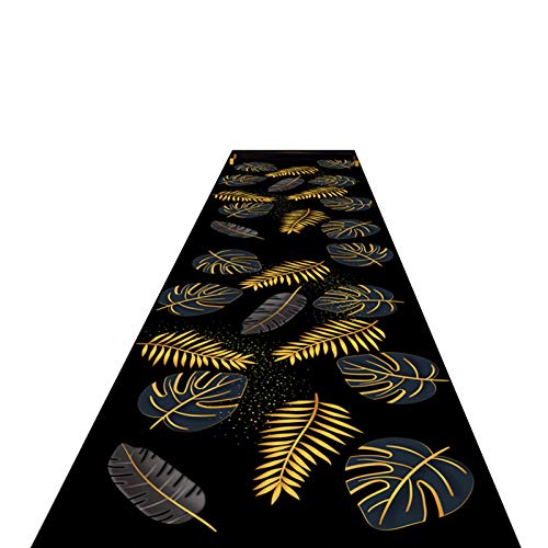 Alfombras HAIZHEN Corredor Negra Y Dorada, Entrada De Pasillo De Diseño Elegante, Piso Antideslizante Entrada, Planos De Planta Abiertos De(Size:120x4000cm)