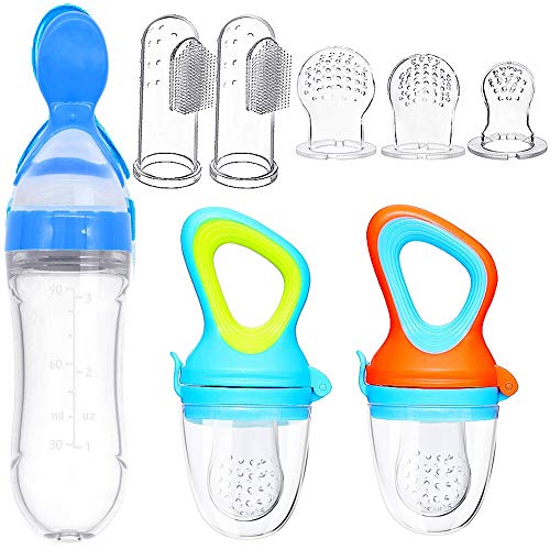 Alimentador de Fruta Para bebé, Cuchara Dispensadora de Comida Infantil, Cepillo de Dedo para bebé, Funda de Silicona de repuesto Alimentador de Fruta Para bebé, Cuchara Dispensadora de Comida Infantil, Cepillo de Dedo para bebé, Funda de Silicona de repuesto