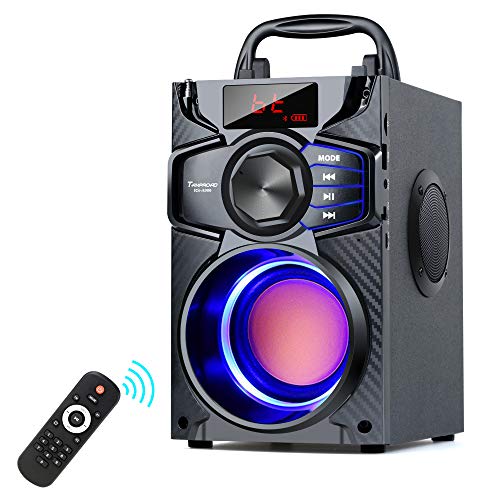 Altavoz Bluetooth A900, 10 W, portátil, con subwoofer, radio FM, luces LED, EQ, 20 metros de alcance, altavoz estéreo inalámbrico Bluetooth 5.0, para fiestas de interior y exterior