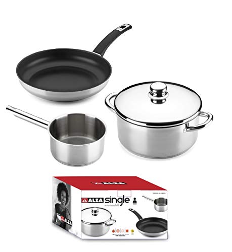 ALZA Batería de cocina SINGLE - 4pz Acero Inoxidable 18/10, validas para INDUCCION