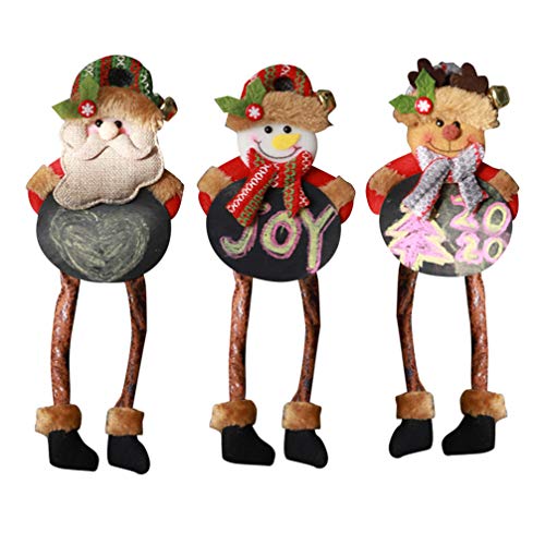 Amosfun 3 Piezas Adorno Colgante de Navidad Pizarra muñeca Colgante Colgante Pierna Alce muñeco de Nieve Santa Estampado Colgante Adorno para Fiesta de Navidad