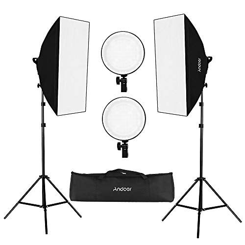 Andoer Softbox Iluminación Kit de Fotografía con 45W 2700K/5500K Luz LED de Dos Colores Actualizada, Light Stand 200cm, Softbox 50*70cm, Estuche Portátil para Foto, Estudio Retratos, Grabación Vídeo