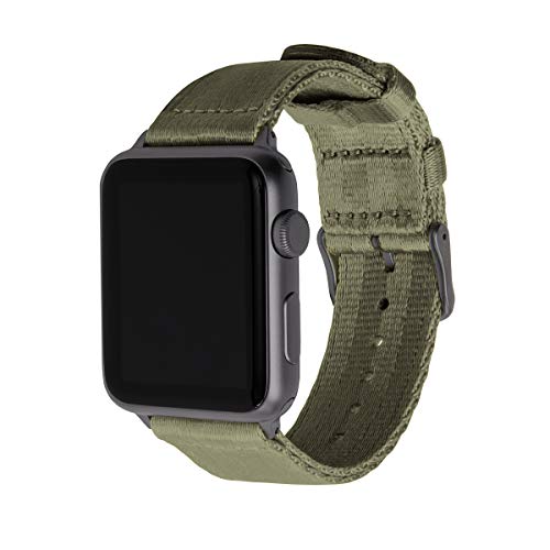 Archer Watch Straps | Cinturón de Seguridad Correa de Reloj de Nailon para Apple Watch, Hombre y Mujer | Verde Oliva/Gris Espacial, 42/44mm
