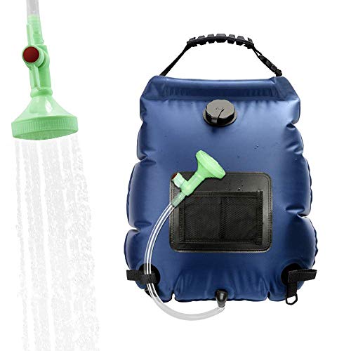 ASANMU Bolsa De Ducha de Acampar, 20L Bolsa Solar de Ducha Calentar Solares Bolsa de Agua Portátil Bolsa de Ducha de Acampada/Aire Libre/Jardín/Senderismo Ducha de Camping con Manguera y Cabezal