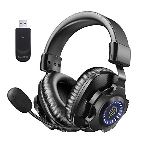 Auriculares Inalámbricos, Auriculares para Juegos Estéreo Inalámbricos REDSTORM V07W 2.4G, con Micrófono y Control de Volumen, Adecuados para PC, MAC, PS4, Iluminación Degradada RGB