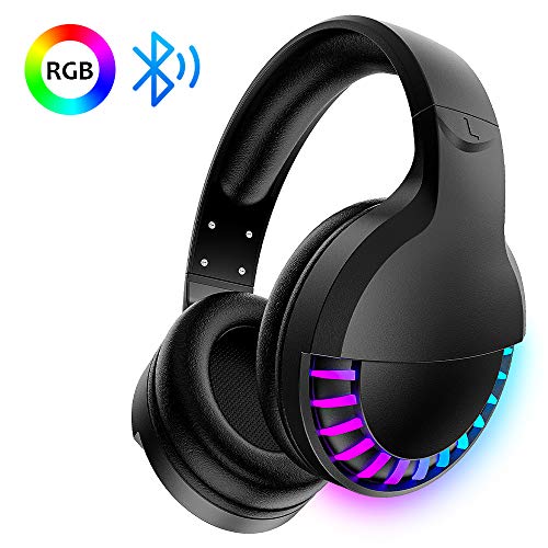 Auriculares inalámbricos con Bluetooth para colocar sobre la oreja, estéreo de alta fidelidad de 5.1 canales, retroiluminación LED RGB para carreras de caballos, auriculares de 1000 mAh con micrófono